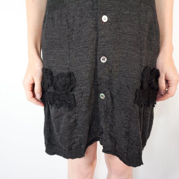 538. TRICOT COMME DES GARCONS Knit Button-Down Dress Small - Picture 2 of 7